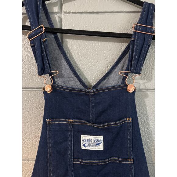 Women's Porter Blue Apparel Bonnie Denim Overalls Bluebell Dark Wash Flare Leg - Picture 3 of 8